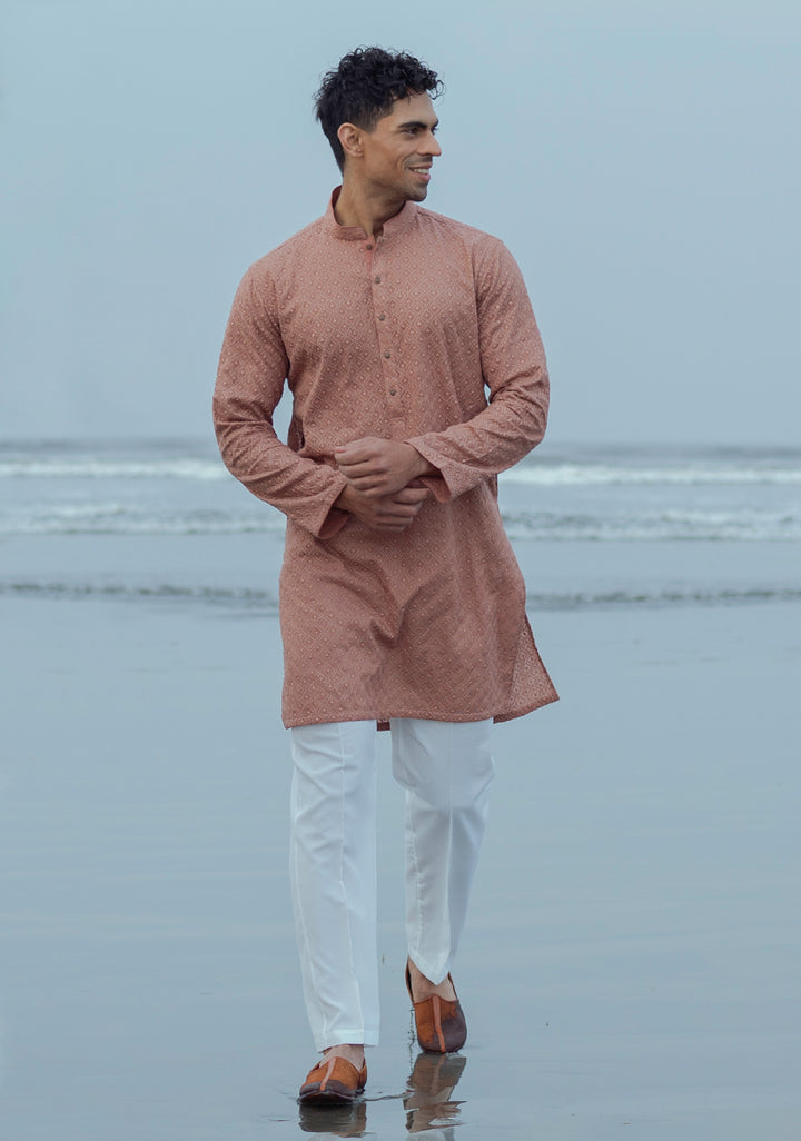 Basic Cotton Desert Sand Slim Fit Slightly Defected Kurta