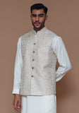 Classic Zari Karandi Crème Brulee Traditional Waistcoat