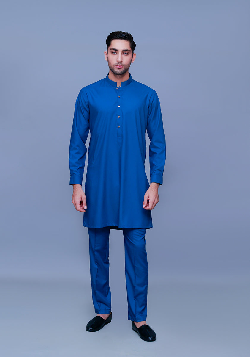 Poly Viscose Moroccan Blue  Slim Fit Suit