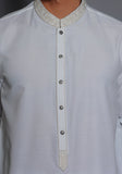 Basic Cotton Silk Cloud Dancer Slim Fit Embroidered Suit