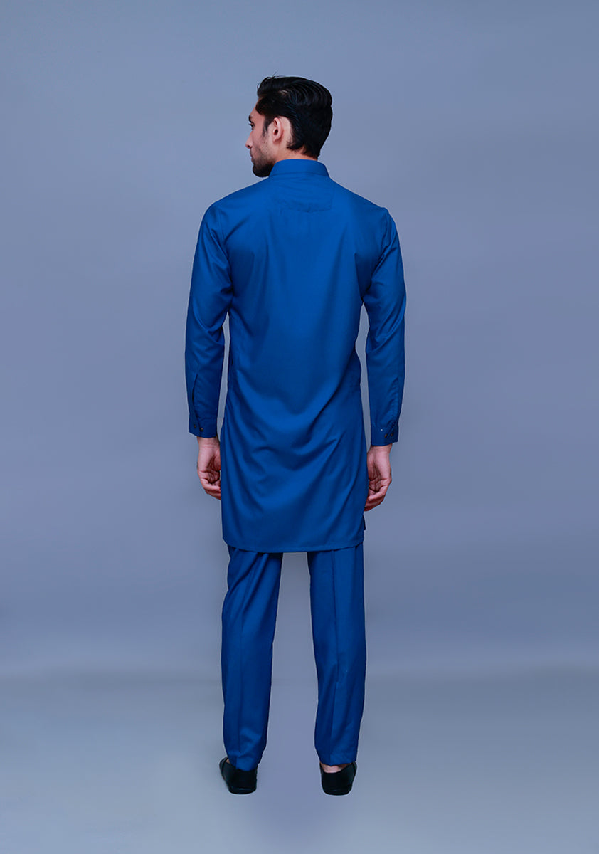 Poly Viscose Moroccan Blue  Slim Fit Suit