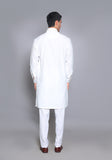 Basic Cotton Silk Cloud Dancer Slim Fit Embroidered Suit