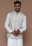 Classic Zari Karandi Crème Brulee Traditional Waistcoat