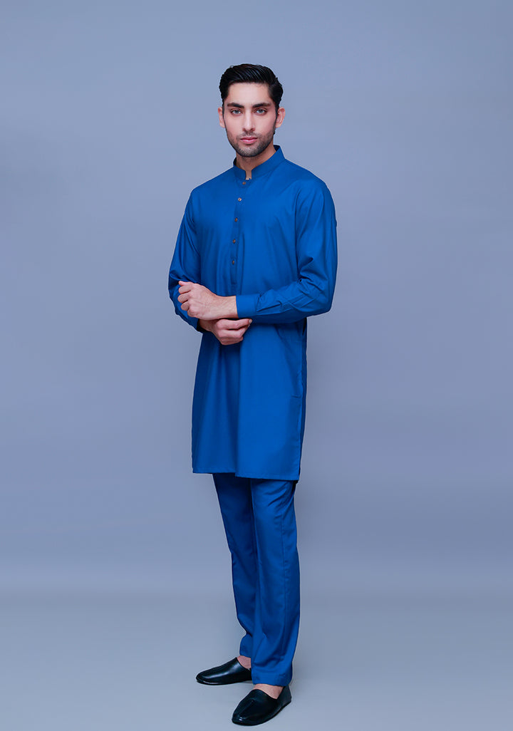 Poly Viscose Moroccan Blue  Slim Fit Suit