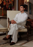 Basic  Poly Viscose Bright White  Classic Fit Embroidered Suit