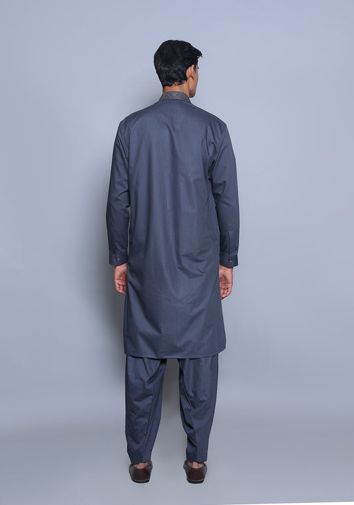 Poly Viscose Outer Space  Classic  Fit Embroidered Suit