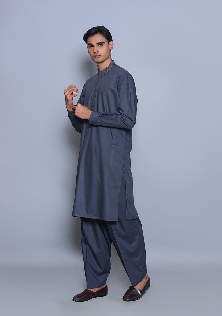 Poly Viscose Outer Space  Classic  Fit Embroidered Suit