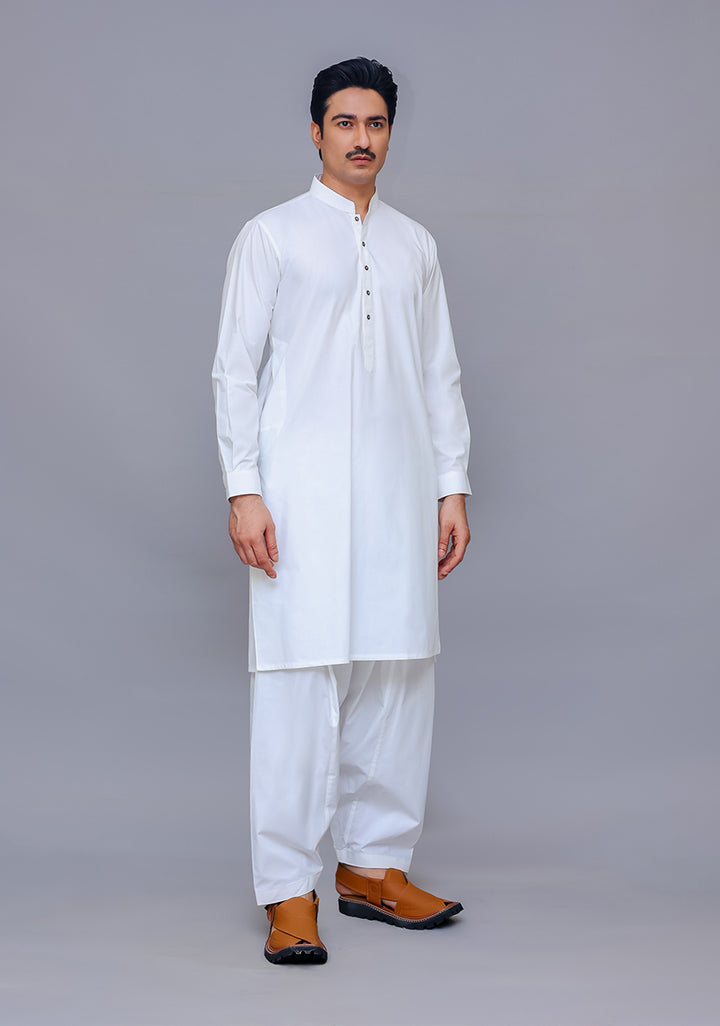Basic Cotton Bright White Classic Fit Suit