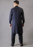 Basic Poly Viscose Navy Blazer Slim Fit Plain Suit