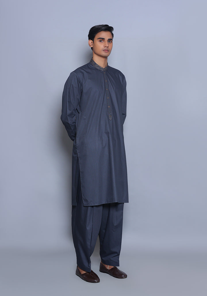 Poly Viscose Outer Space  Classic  Fit Embroidered Suit