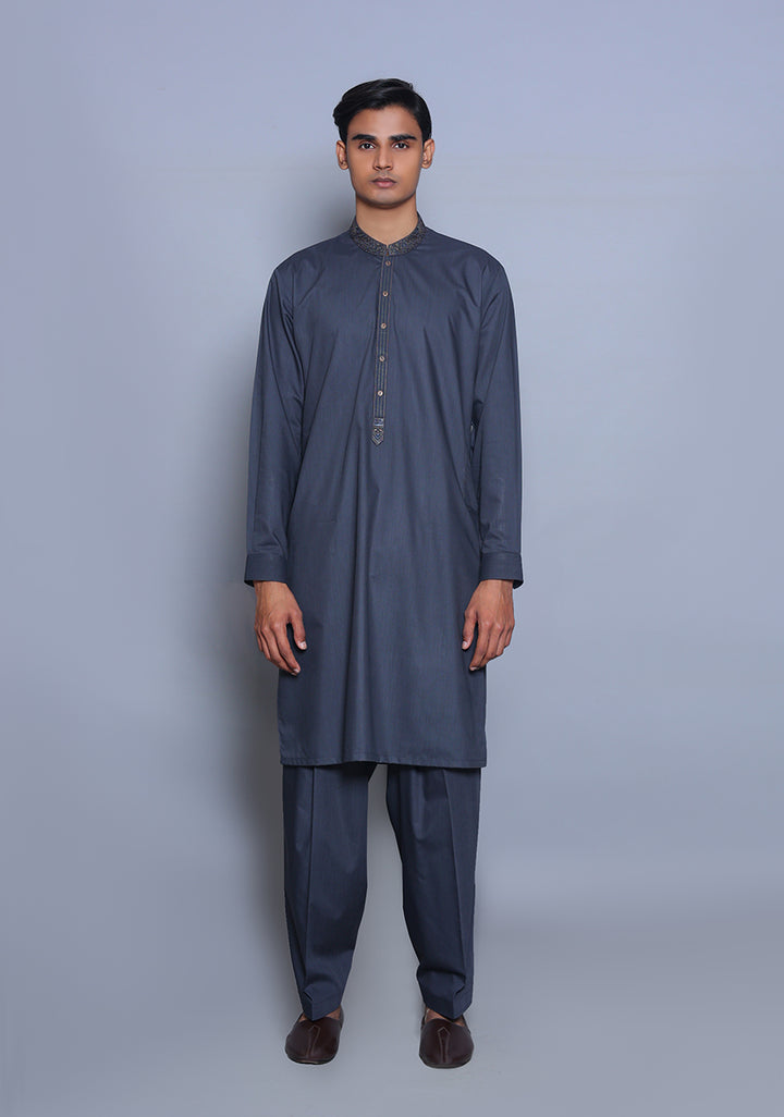 Poly Viscose Outer Space  Classic  Fit Embroidered Suit