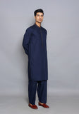 Basic  Poly Viscose Navy Blazer Slim Fit Embroidered Suit