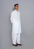 Basic Cotton Silk Cloud Dancer Classic Fit Embroidered Suit
