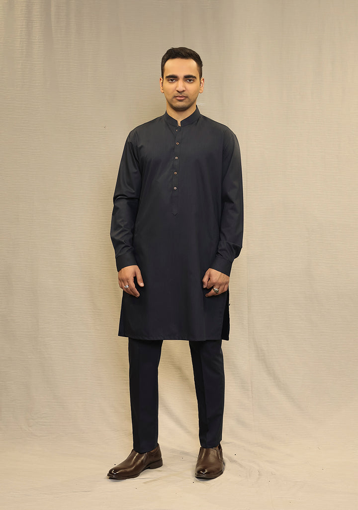 PV Maluki Navy Blazer Slim Fit Plain Kurta Pajama