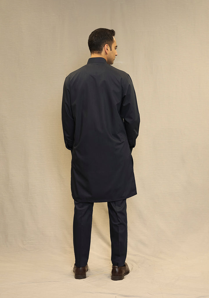 PV Maluki Navy Blazer Slim Fit Plain Kurta Pajama