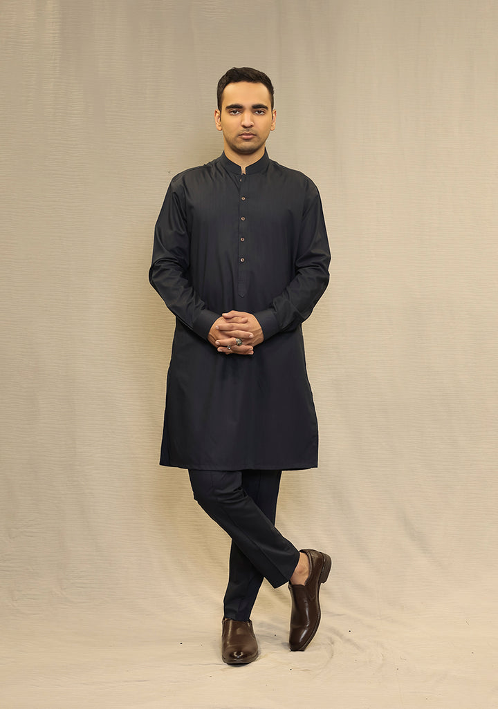 PV Maluki Navy Blazer Slim Fit Plain Kurta Pajama
