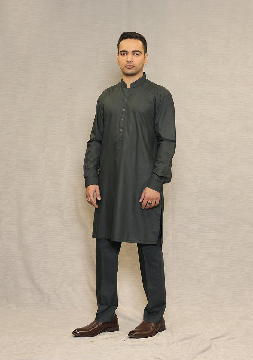Poly Viscose Maluki Darkest Spurce Slim Fit Suit