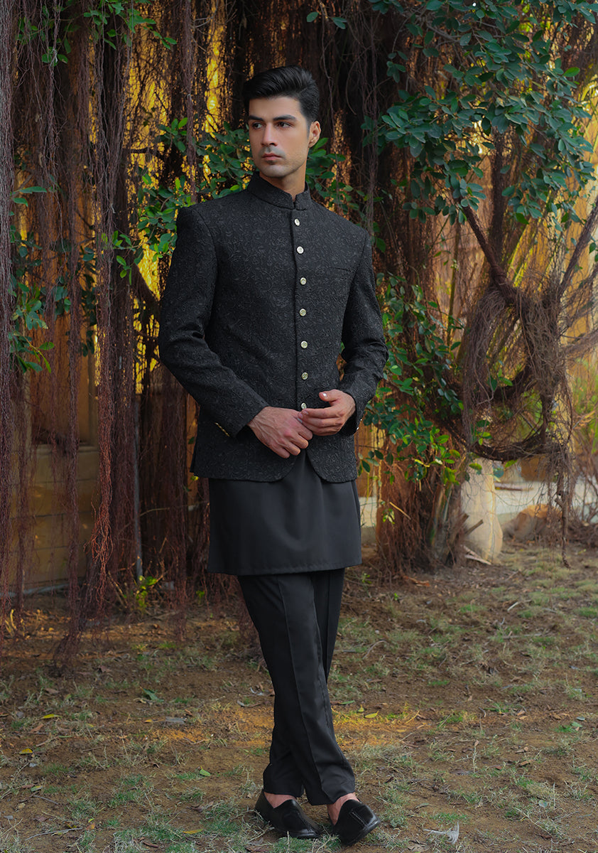 Premium Georgette Pirat Black Traditional Jacket