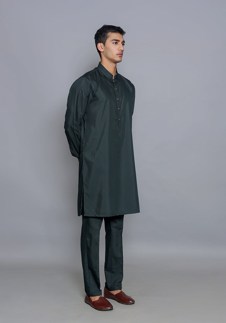 Basic Poly Viscose Ebony Slim Fit Suit