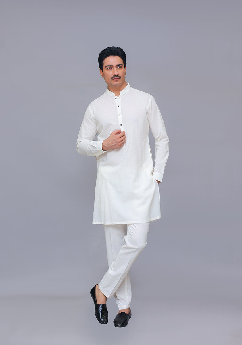 Cotton Pristine Slim Fit Plain Kurta Pajama