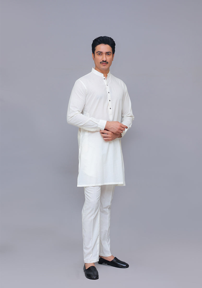 Cotton Pristine Slim Fit Plain Kurta Pajama