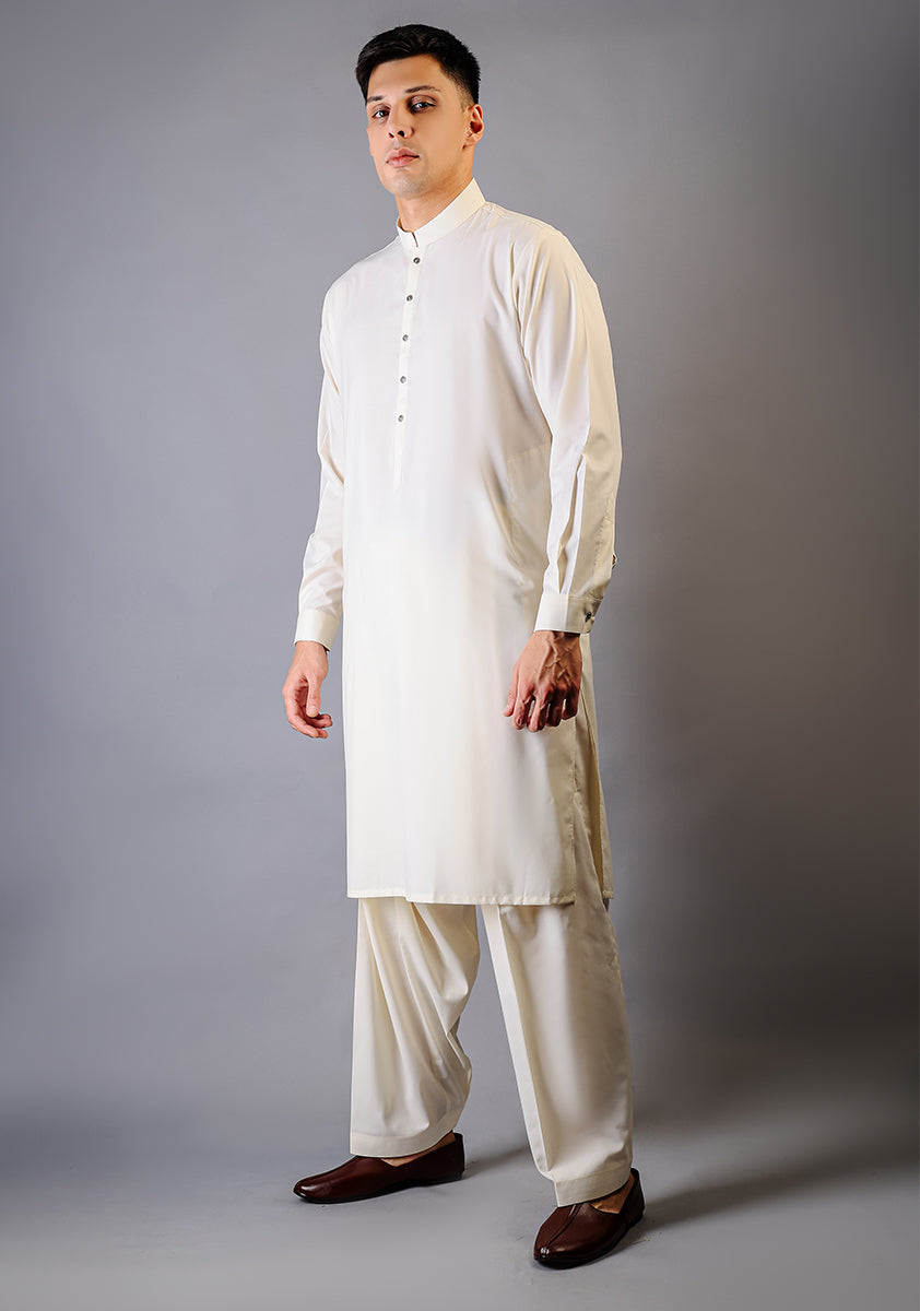 Basic Poly Viscose Whisper White Classic Fit Suit