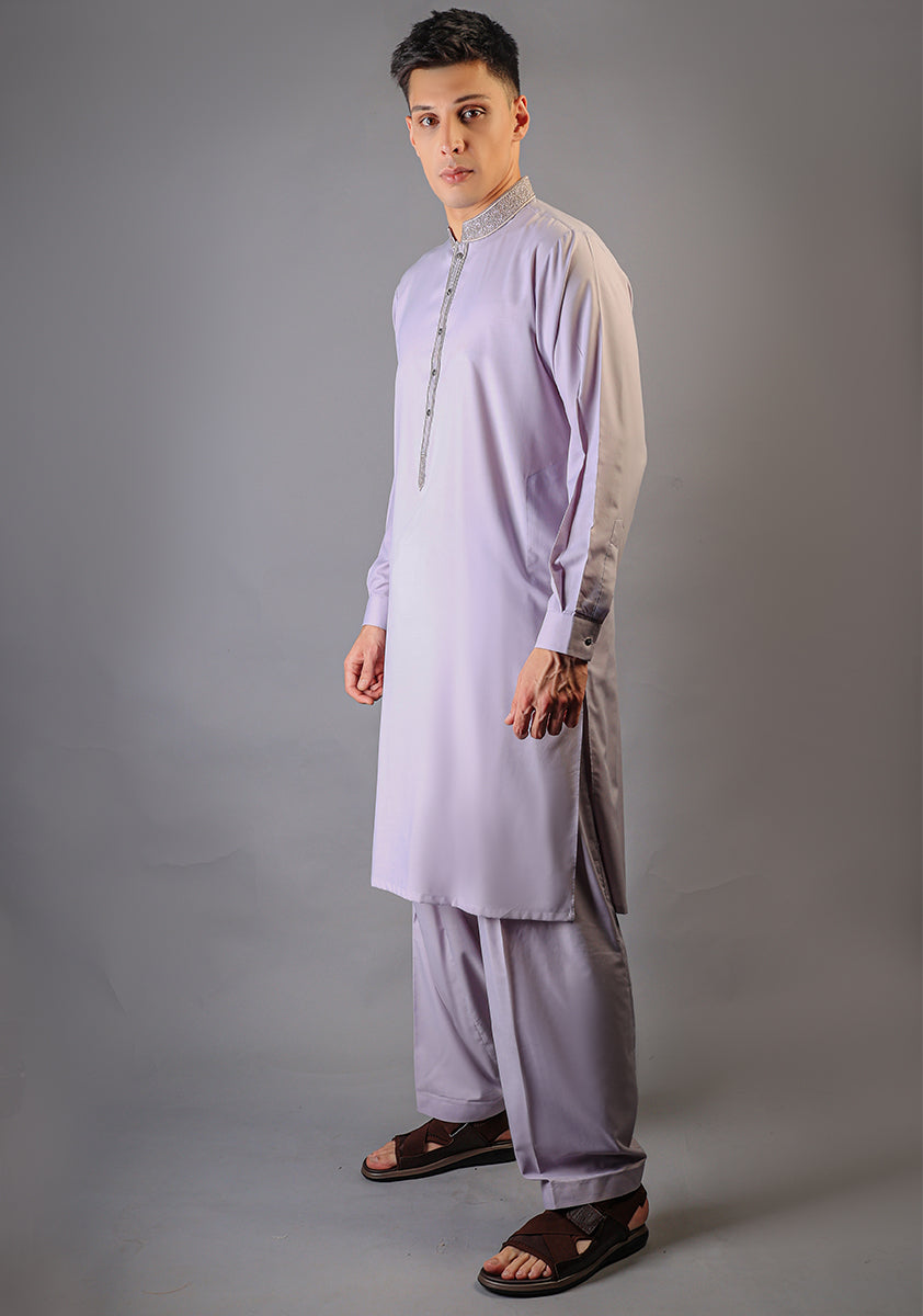 Classic Poly Viscose Iris Classic Fit Embroidered Suit