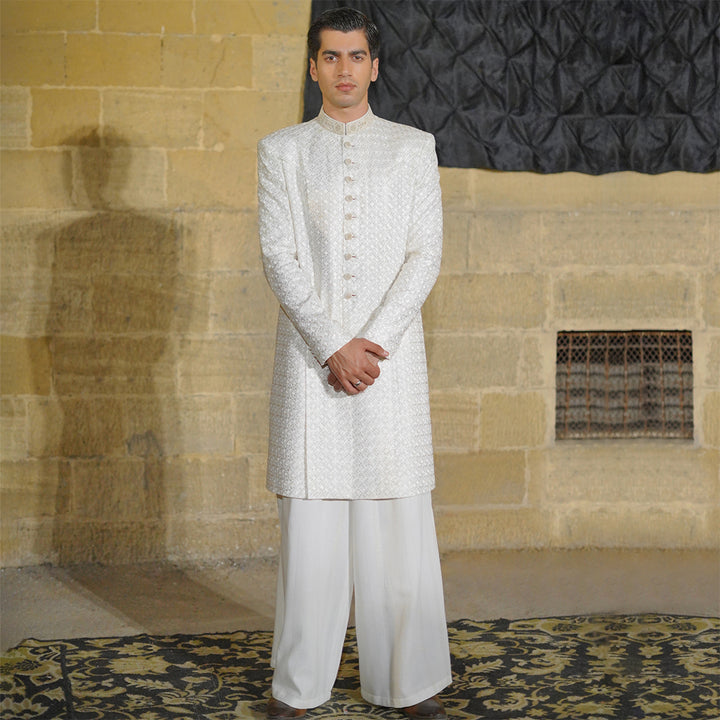 White Chiffon Open Front Kurta