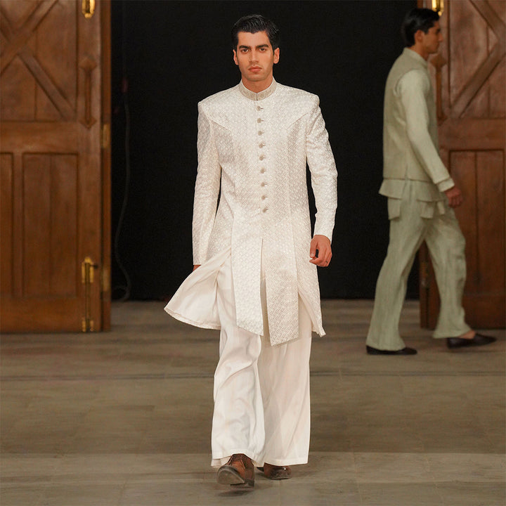 White Chiffon Open Front Kurta