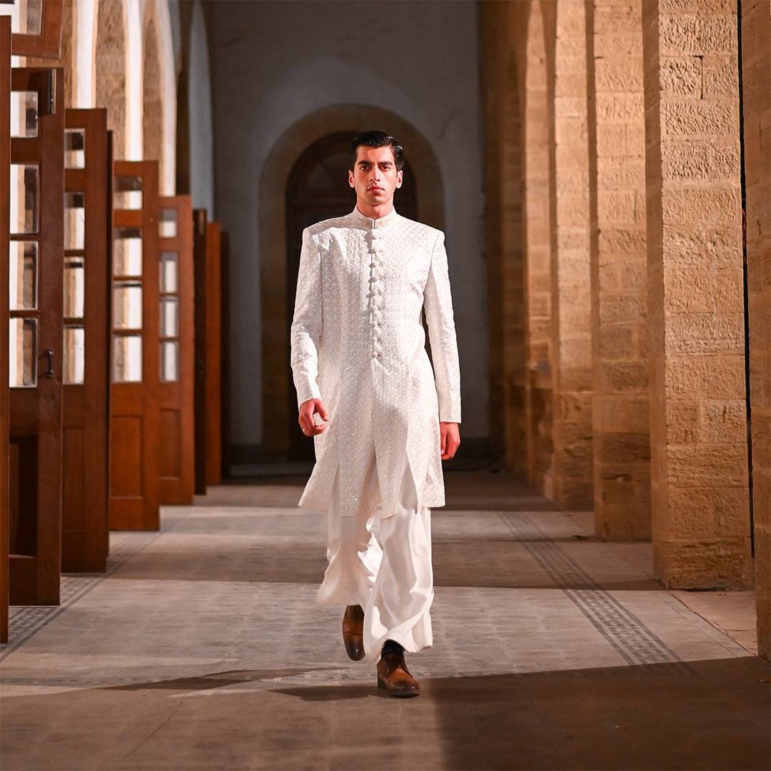 White Chiffon Open Front Kurta