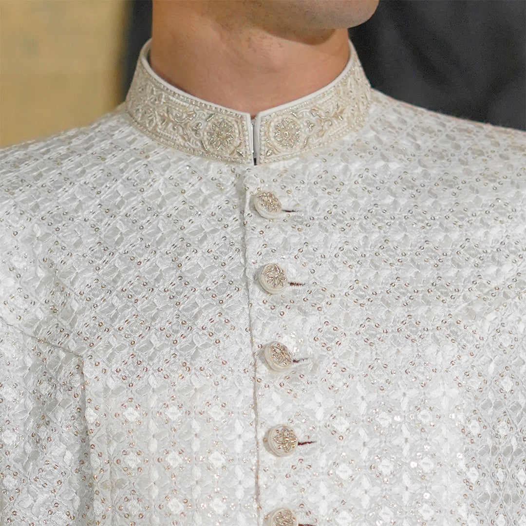 White Chiffon Open Front Kurta