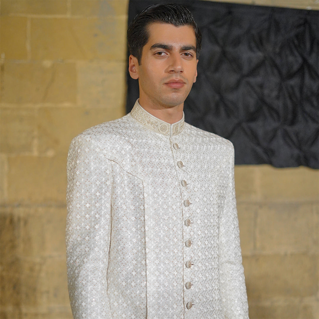 White Chiffon Open Front Kurta