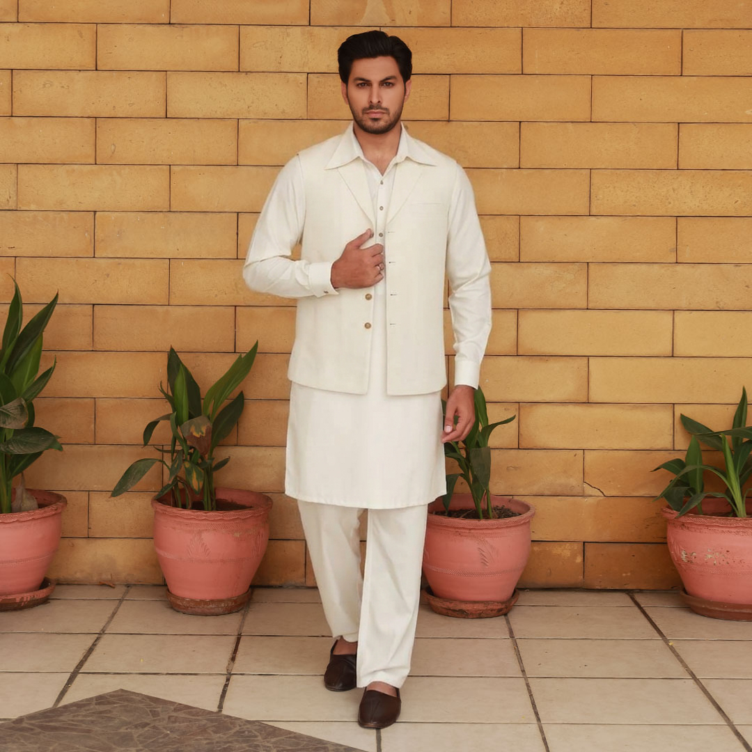 Raw Silk Notch Collar Waistcoat