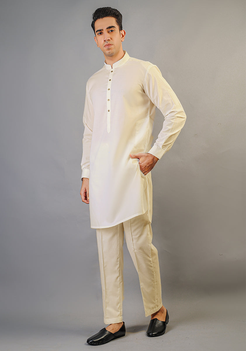 Basic Poly Viscose Whisper White Slim Fit Suit