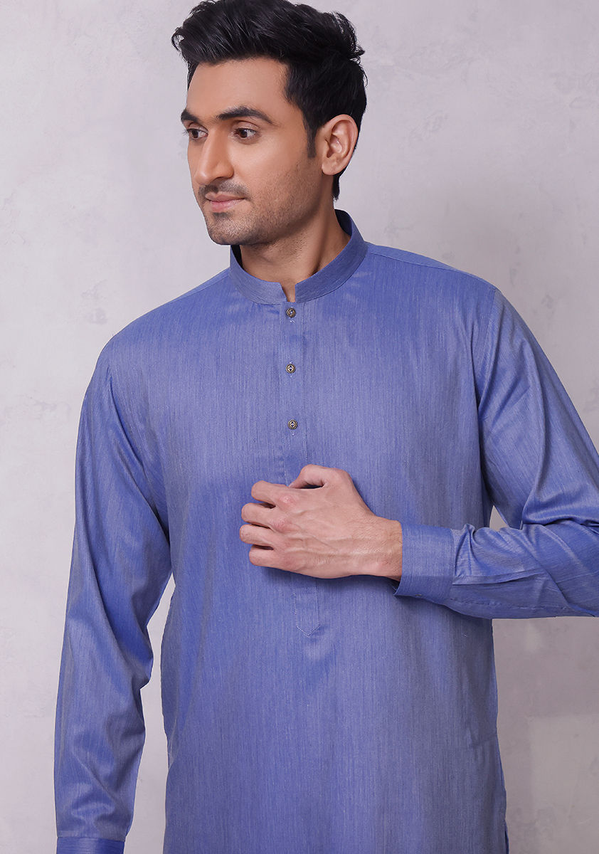 Poly Viscose Star Sapphire Slightly Defected Slim Fit Kurta