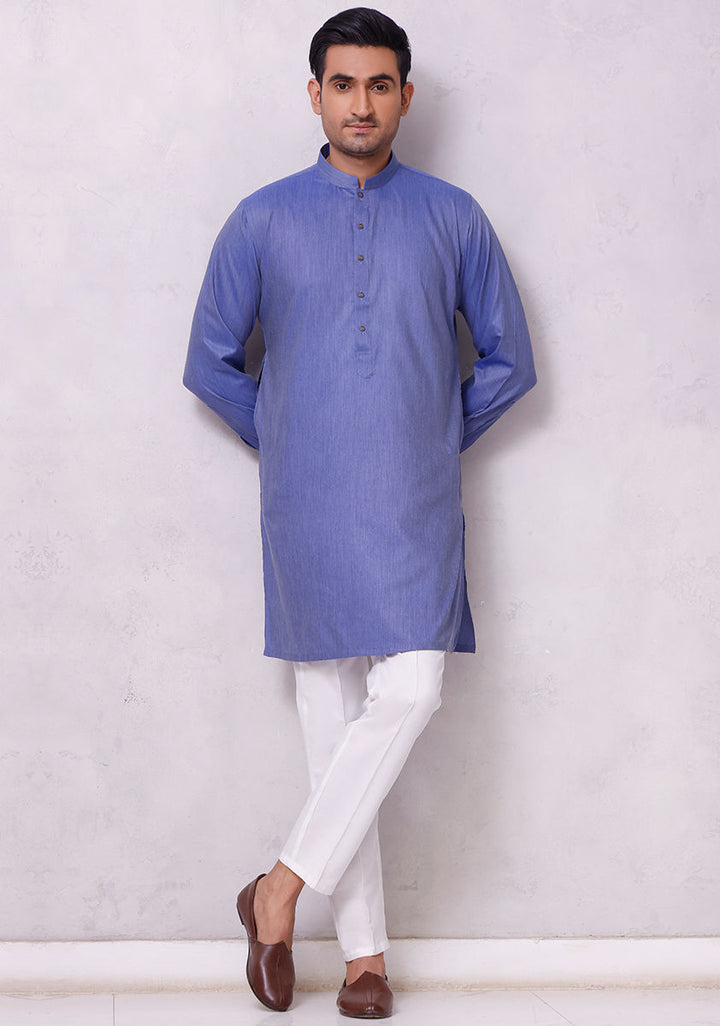 Poly Viscose Star Sapphire Slightly Defected Slim Fit Kurta