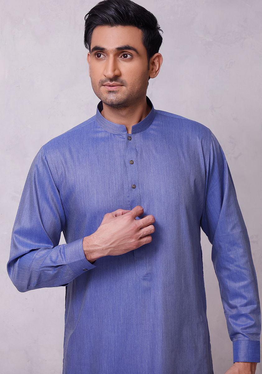 Poly Viscose Star Sapphire Slightly Defected Slim Fit Kurta