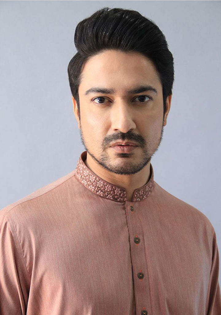 Poly Viscose Cader wood Classic Fit Slightly Defected Embroidered Kurta