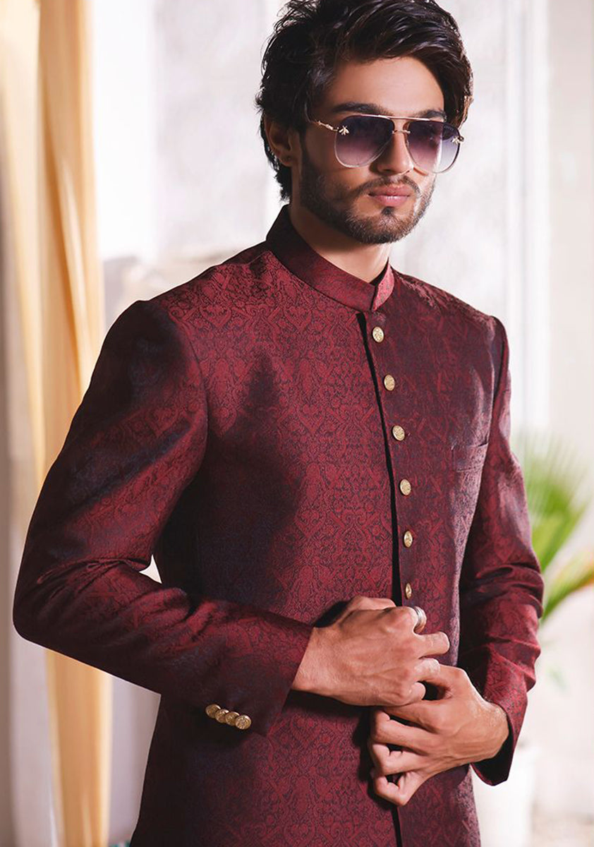 Winetasting  Jamawar Traditional plain Sherwani