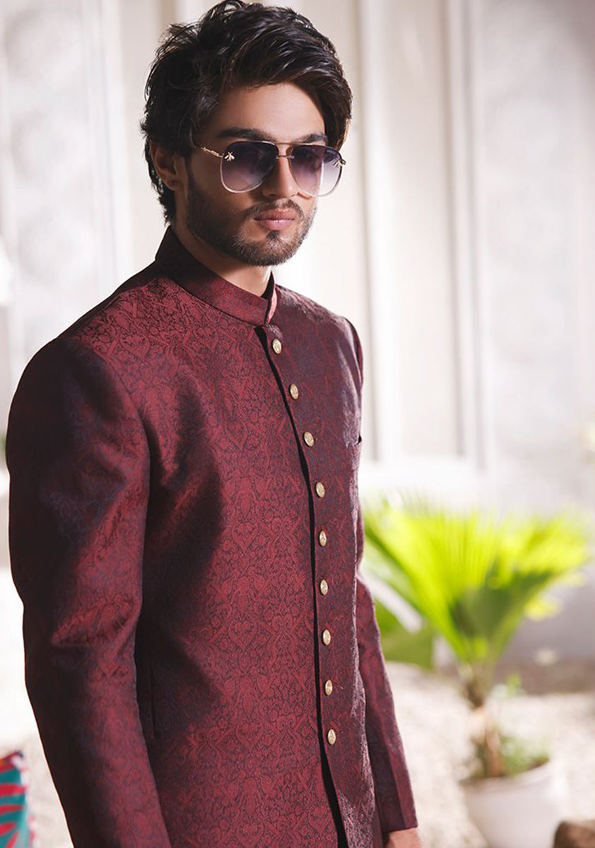 Winetasting  Jamawar Traditional plain Sherwani