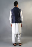 Classic Jamawar Navy Blazer Traditional Waistcoat