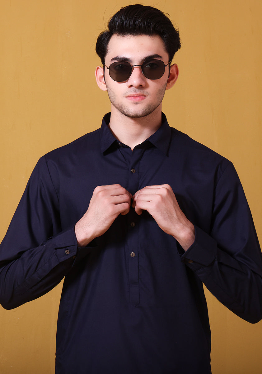 Basic Poly Viscose Outer Space Slim Fit Suit