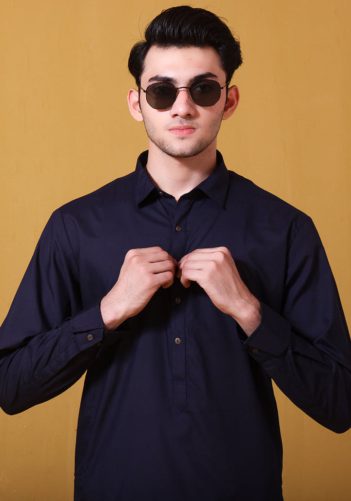 Basic Poly Viscose Outer Space Slim Fit Suit