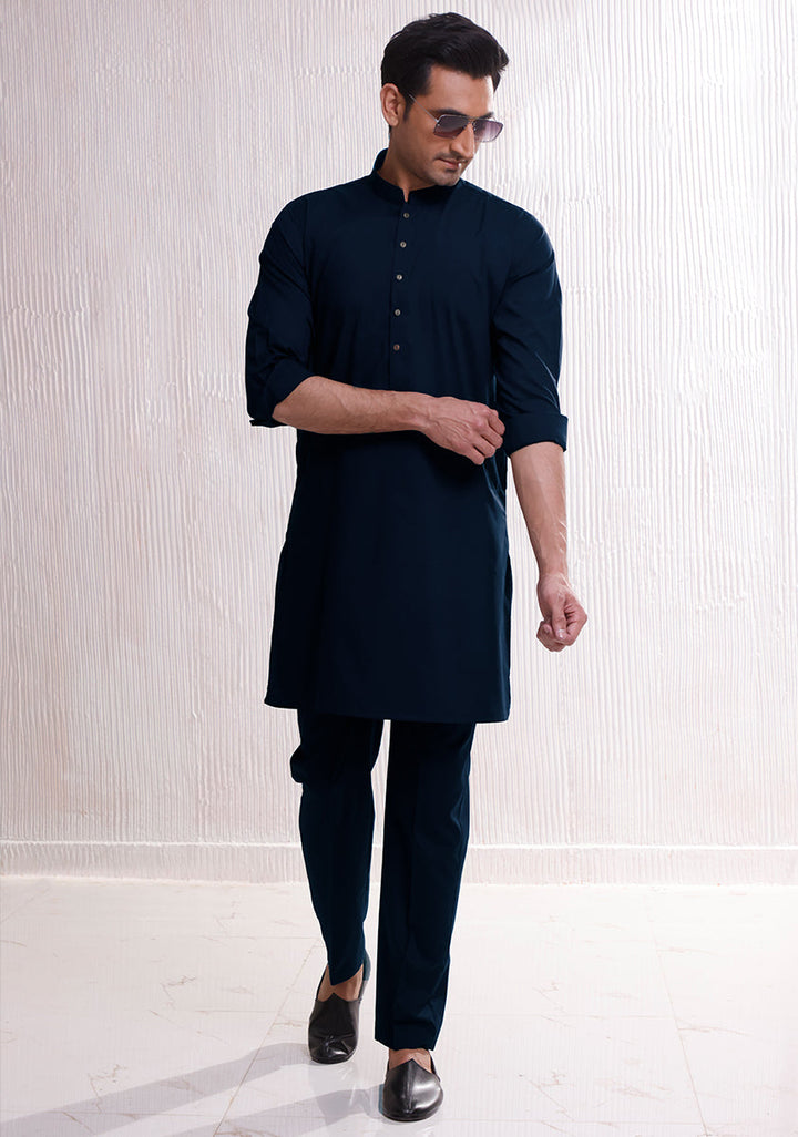 Poly Viscose Outer Space Slim Fit Plain Suit