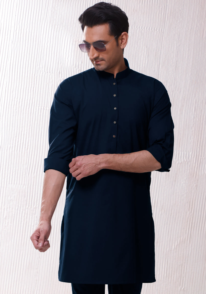 Poly Viscose Outer Space Slim Fit Plain Suit