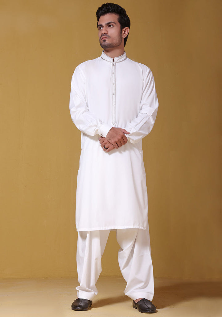 PV Cloud Dancer Classic Fit Slightly Defected Embroidered Suit