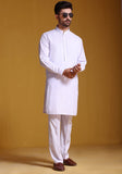 Classic Poly Viscose Blanc De Blanc Slim Fit Plain Suit