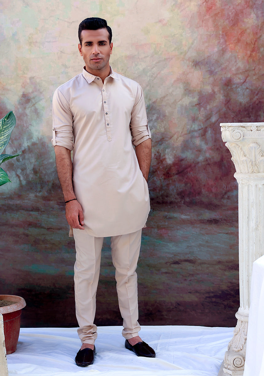 Basic Poly Viscose Beige  Modern Fit Suit