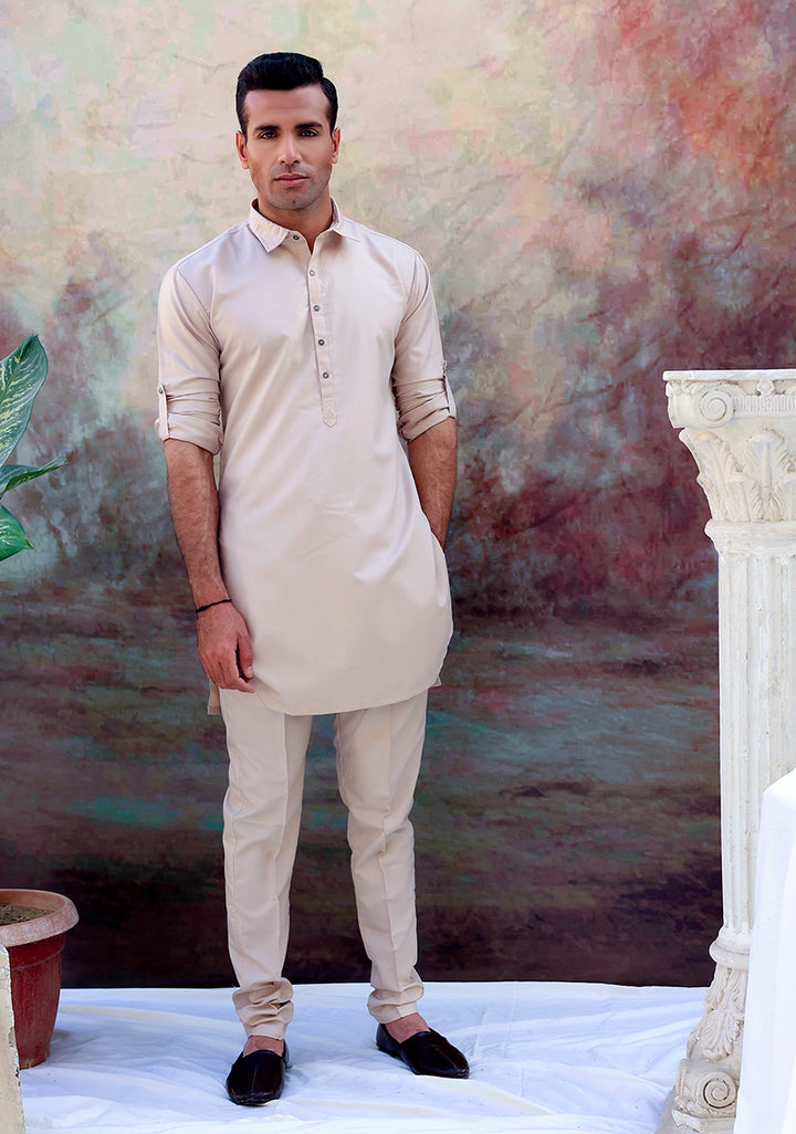 Basic Poly Viscose Beige  Modern Fit Suit