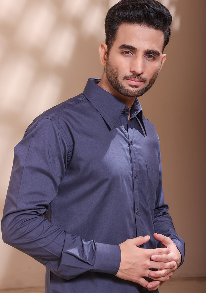 Classic Poly Viscose Stone Gray Modern Fit Plain Suit